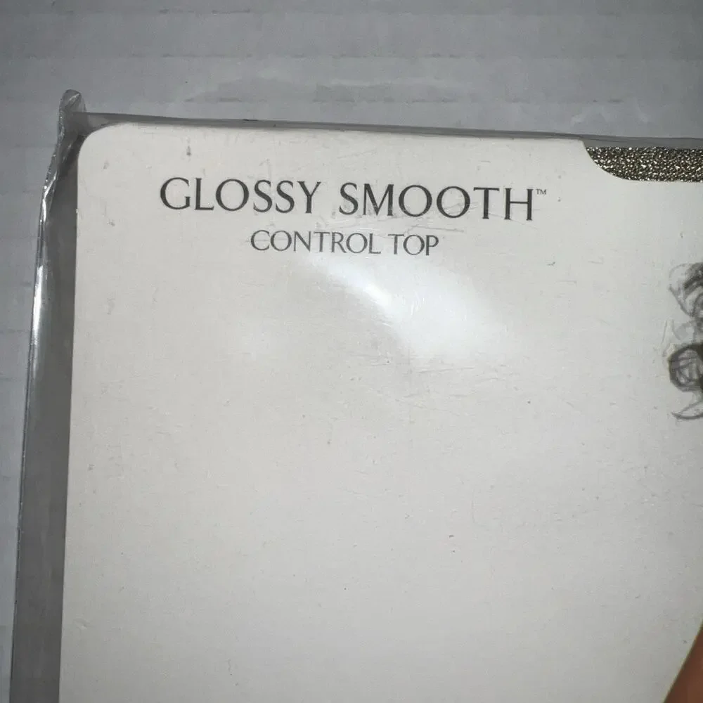 Vtg Victoria's Secret Signature Gold Glossy Smooth Control Top Hosiery Pebble S